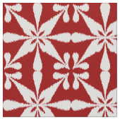 Ikat Star Pattern - Donkerrood en wit Stof (Close Up)