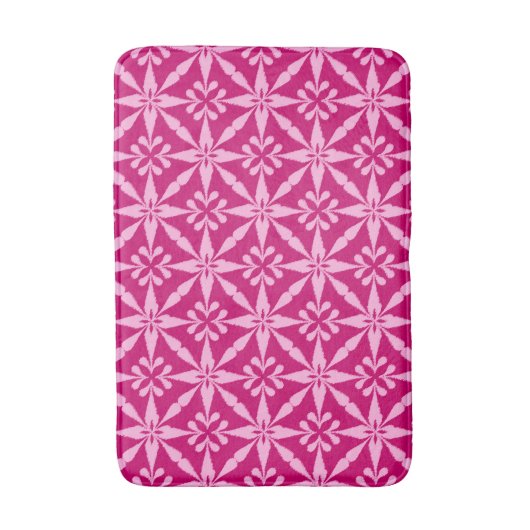 Ikat Star Pattern - Fuchsia Pink Badmat (Voorkant Verticaal)