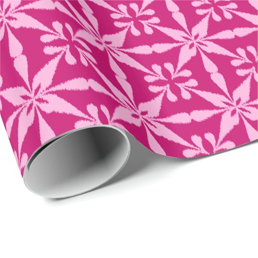 Ikat Star Pattern - Fuchsia Pink Cadeaupapier (Rol Hoek)