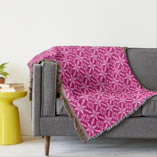 Ikat Star Pattern - Fuchsia Pink Deken