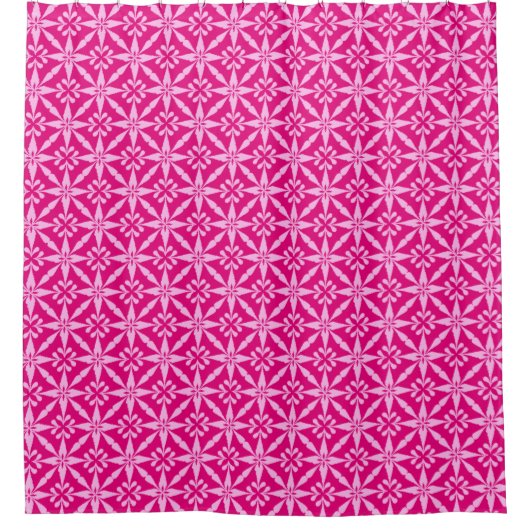 Ikat Star Pattern - Fuchsia Pink Douchegordijn (Voorkant)