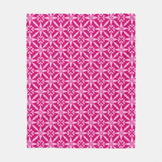 Ikat Star Pattern - Fuchsia Pink Fleece Deken (Voorkant)