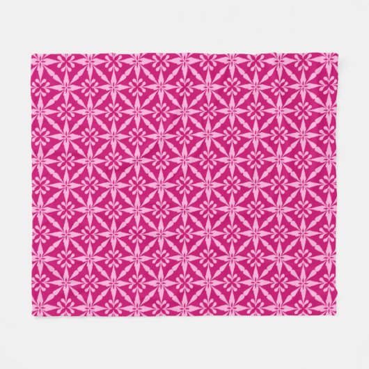 Ikat Star Pattern - Fuchsia Pink Fleece Deken (Voorkant (Horizontaal))