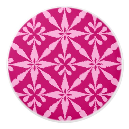Ikat Star Pattern - Fuchsia Pink Keramische Knop (Voorkant)