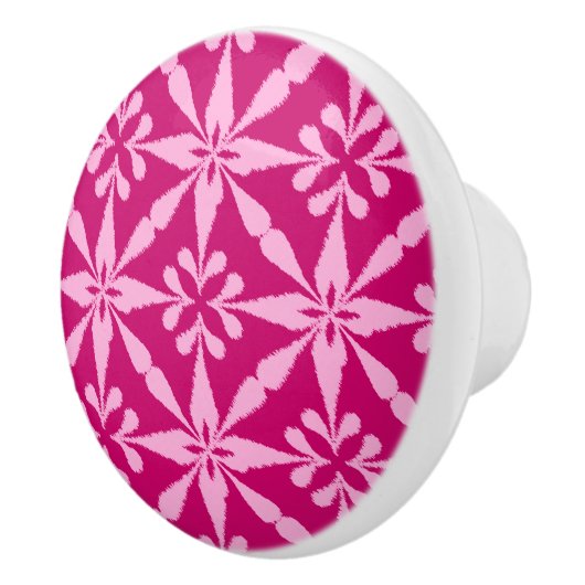 Ikat Star Pattern - Fuchsia Pink Keramische Knop (Rechts)