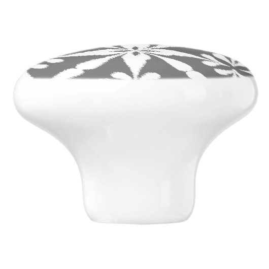 Ikat Star Pattern - Grijs / Grijs en Wit Keramische Knop (Zijkant)
