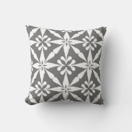 Ikat Star Pattern - Grijs / Grijs en Wit Kussen