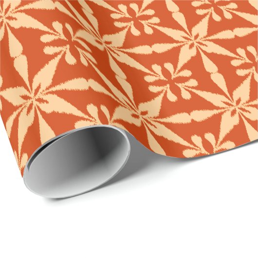 Ikat Star Pattern - Mandarijns Oranje Cadeaupapier (Rol Hoek)