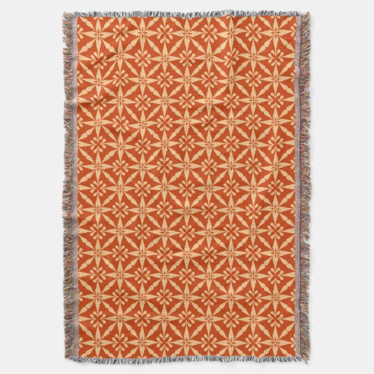 Ikat Star Pattern - Mandarijns Oranje Deken (Voorkant Verticaal)