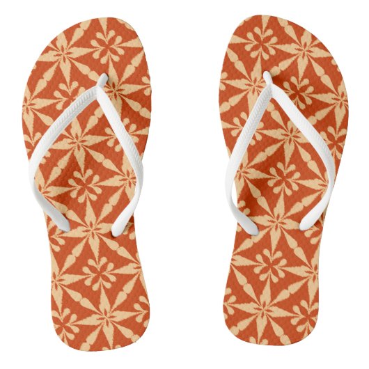 Ikat Star Pattern - Mandarijns Oranje Teenslippers (Voetbed)