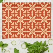 Ikat Star Pattern, Mandarijns Oranje Theedoek (Gevouwen)