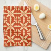 Ikat Star Pattern, Mandarijns Oranje Theedoek (Quarter Fold)