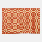 Ikat Star Pattern, Mandarijns Oranje Theedoek (Horizontaal)