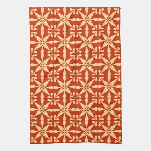 Ikat Star Pattern, Mandarijns Oranje Theedoek (Verticaal)