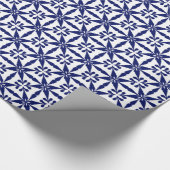 Ikat Star Pattern - Navy Blue en White Cadeaupapier (Hoek)