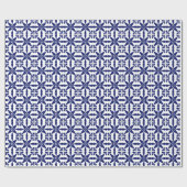 Ikat Star Pattern - Navy Blue en White Cadeaupapier (Vlak)