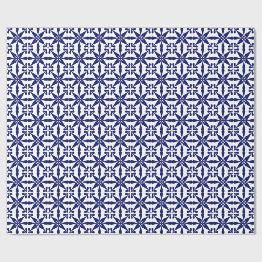 Ikat Star Pattern - Navy Blue en White Cadeaupapier (Vlak)