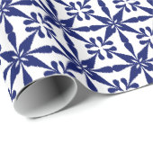 Ikat Star Pattern - Navy Blue en White Cadeaupapier (Rol Hoek)