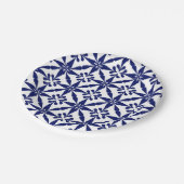 Ikat Star Pattern - Navy Blue en White Papieren Bordje (Gekanteld)