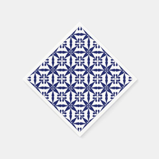 Ikat Star Pattern - Navy Blue en White Servet (Hoek)