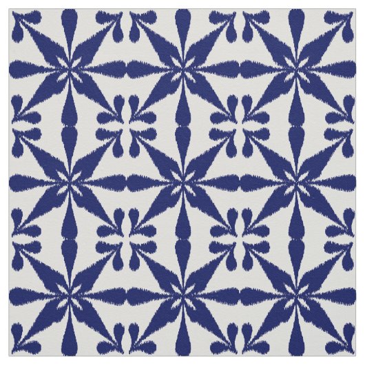 Ikat Star Pattern - Navy Blue en White Stof (Swatch)
