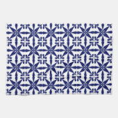 Ikat Star Pattern, Navy Blue en White Theedoek (Horizontaal)