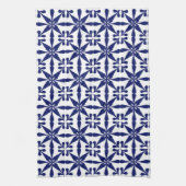 Ikat Star Pattern, Navy Blue en White Theedoek (Verticaal)
