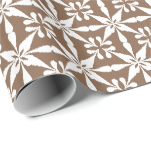 Ikat Star Pattern - Taupe Tan and White Cadeaupapier