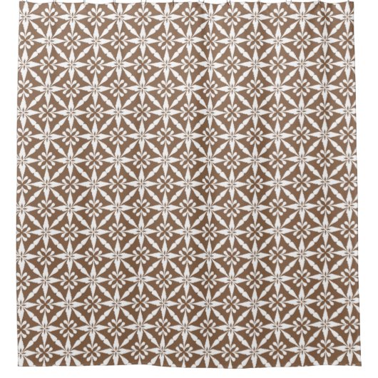 Ikat Star Pattern - Taupe Tan and White Douchegordijn (Voorkant)