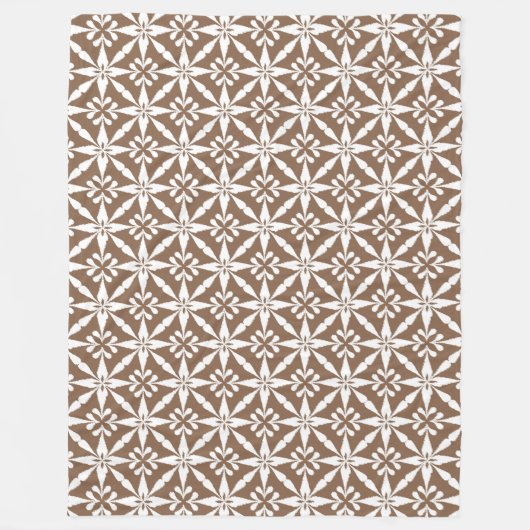 Ikat Star Pattern - Taupe Tan and White Fleece Deken (Voorkant)