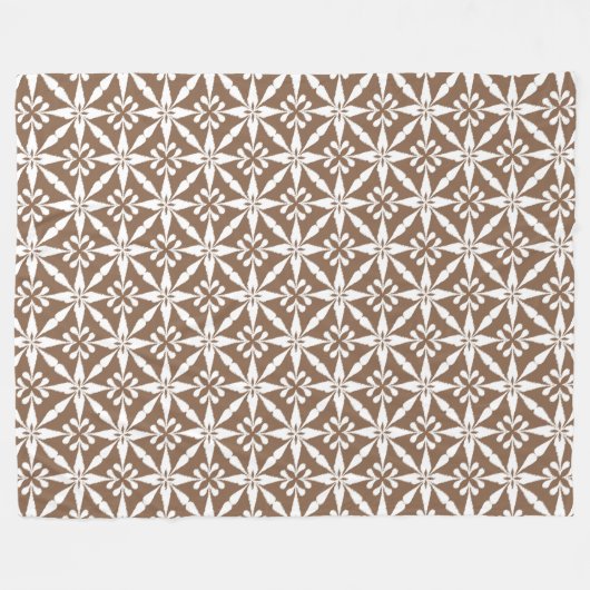 Ikat Star Pattern - Taupe Tan and White Fleece Deken (Voorkant (Horizontaal))