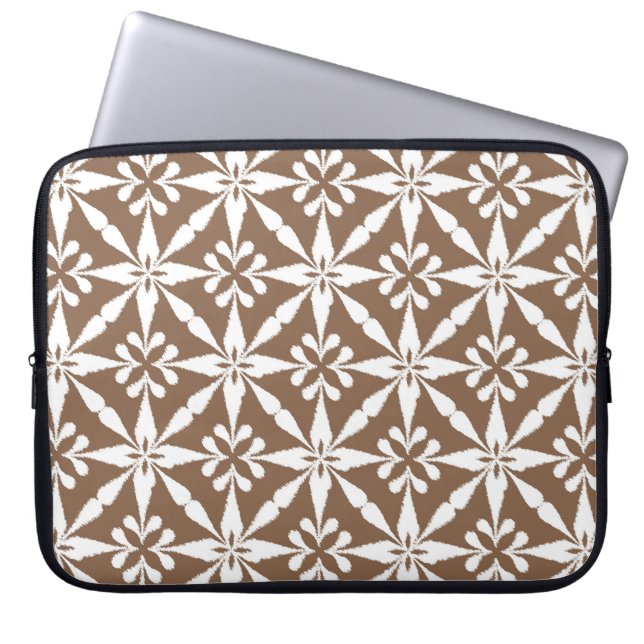 Ikat Star Pattern - Taupe Tan and White Laptop Sleeve (Voorkant)