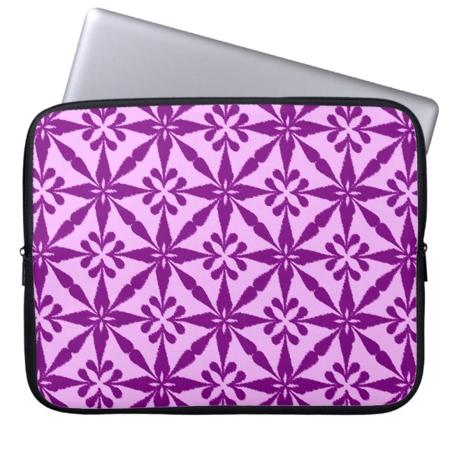 Ikat Star Pattern - Violet and Orchid Laptop Sleeve (Voorkant)