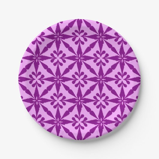 Ikat Star Pattern - Violet and Orchid Papieren Bordje (Voorkant)