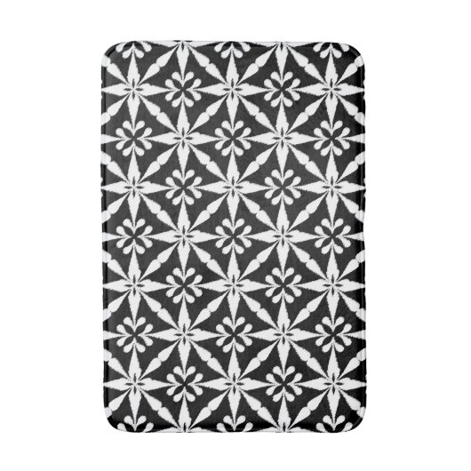 Ikat Star Pattern - Zwart-wit Badmat (Voorkant Verticaal)