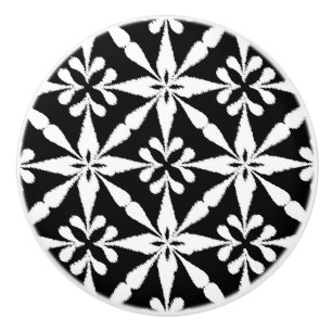 Ikat Star Pattern - Zwart-wit Keramische Knop