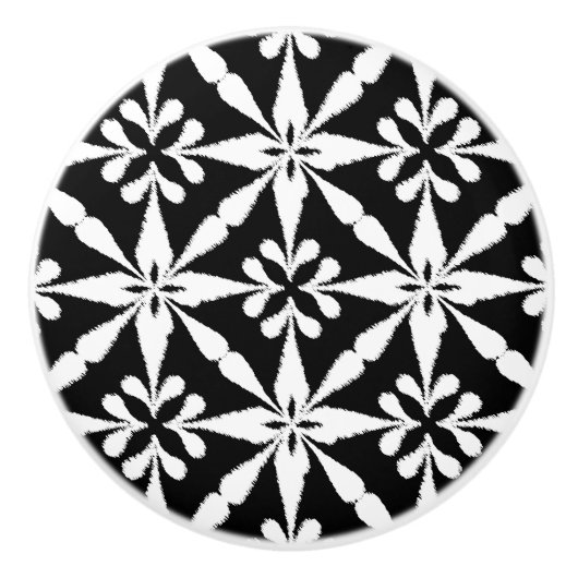 Ikat Star Pattern - Zwart-wit Keramische Knop (Voorkant)