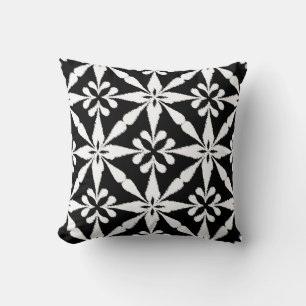 Ikat Star Pattern - Zwart-wit Kussen