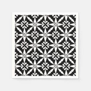 Ikat Star Pattern - Zwart-wit Servetten