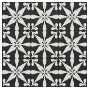 Ikat Star Pattern - Zwart-wit Stof