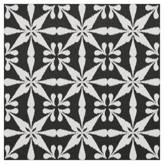 Ikat Star Pattern - Zwart-wit Stof (Swatch)
