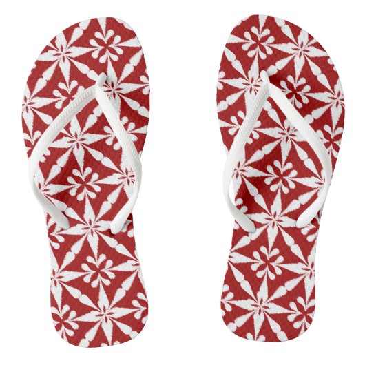 Ikat Sterpatroon - Donkerrood en Wit Teenslippers (Voetbed)