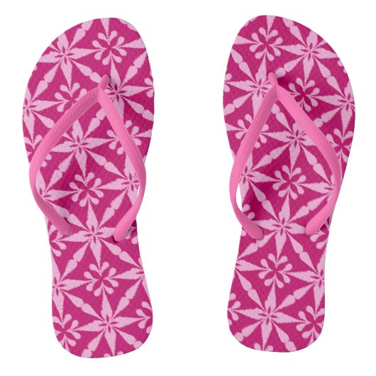 Ikat Sterpatroon - Fuchsia Roze Teenslippers (Voetbed)