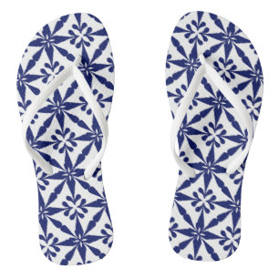Ikat Sterpatroon - Marineblauw en Wit Teenslippers