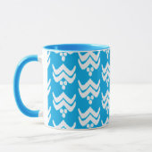 Ikat Stillerde Floral - Lichte Blauwe en Witte Mok (Links)