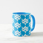 Ikat Stillerde Floral - Lichte Blauwe en Witte Mok (Voorkant rechts)