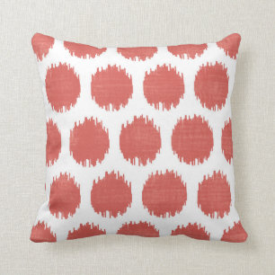Ikat-Stippen, koraal Kussen