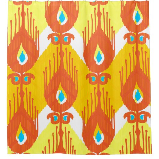 Ikat-stoffenpatroon: Etnisch  ontwerp. Douchegordijn (Voorkant)