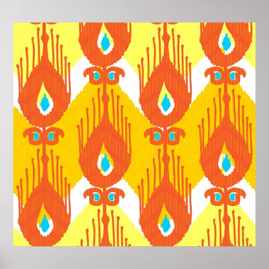Ikat-stoffenpatroon: Etnisch ontwerp. Poster (Voorkant)