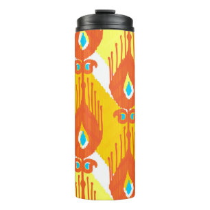 Ikat-stoffenpatroon: Etnisch ontwerp. Thermosbeker